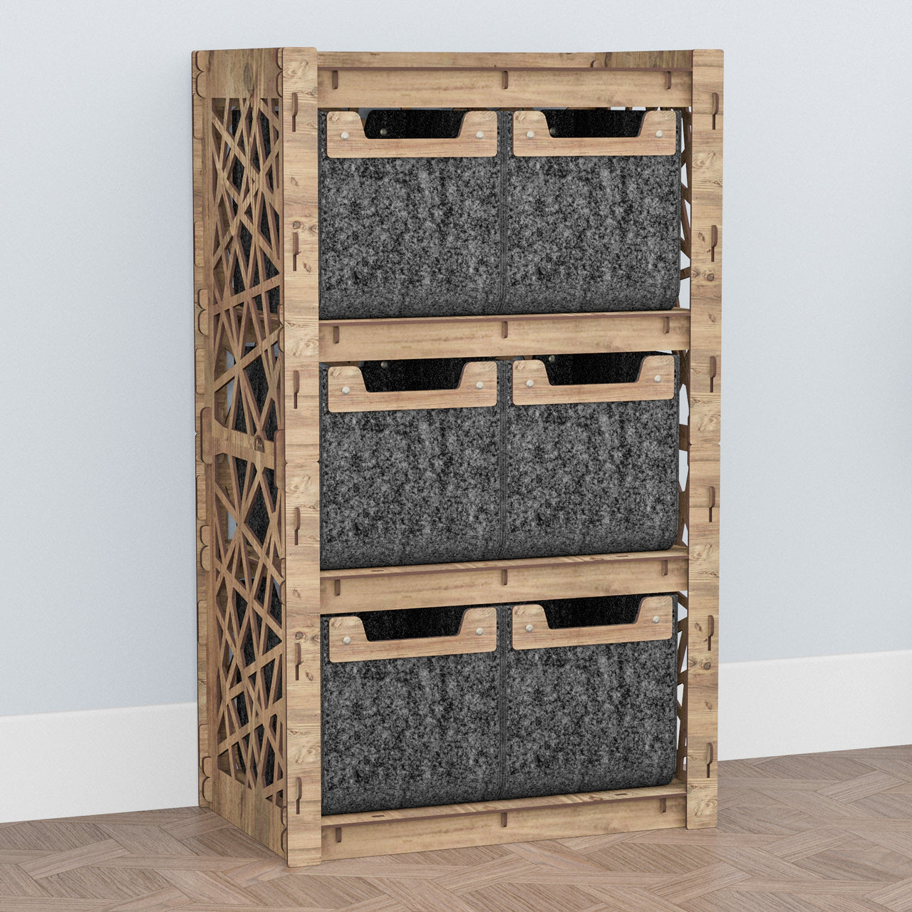 Crystals Chest Of 6 Drawers Storage Cabinet [6 SMALL BLACK BINS]