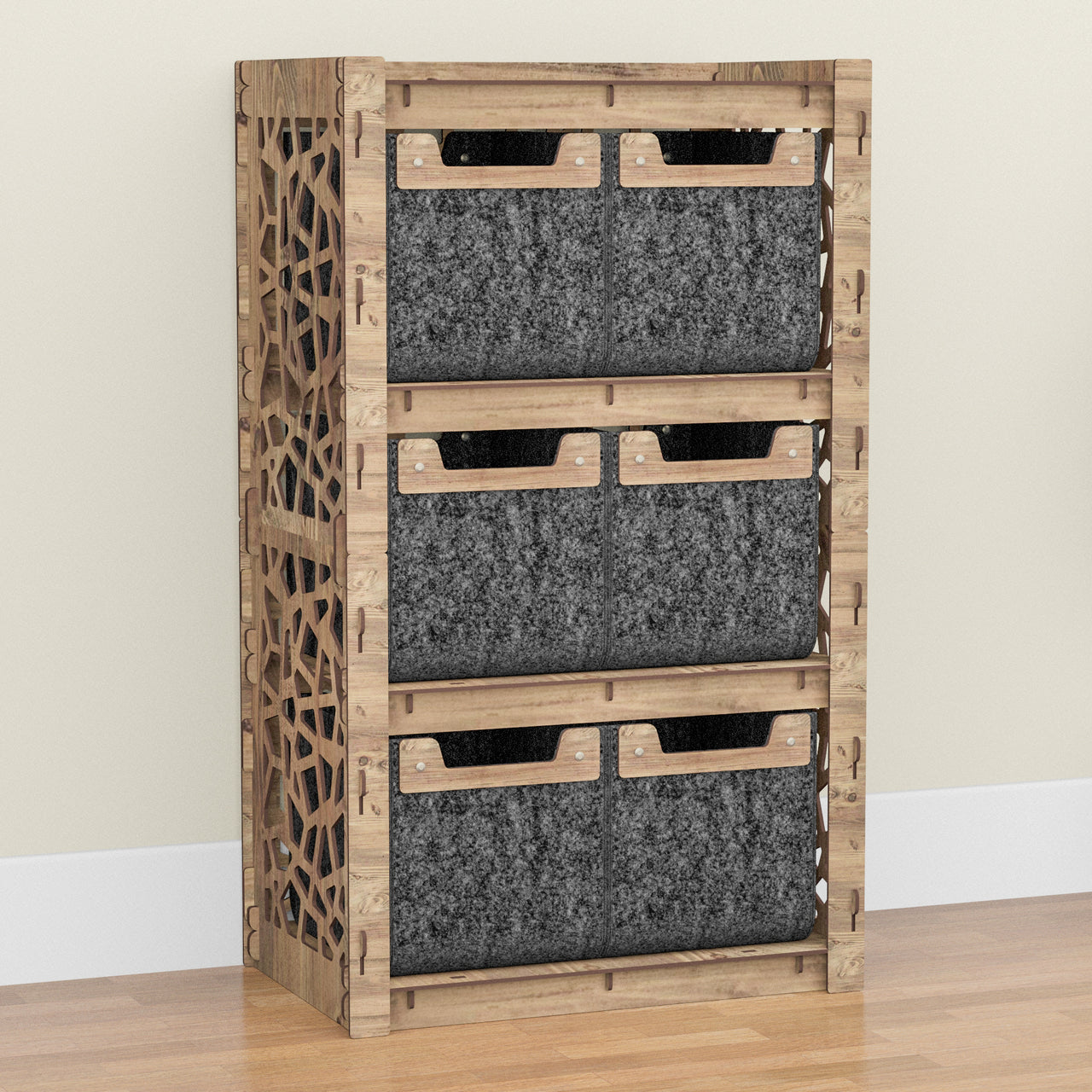 Stones Chest Of 6 Drawers Storage Cabinet [6 SMALL BLACK BINS]