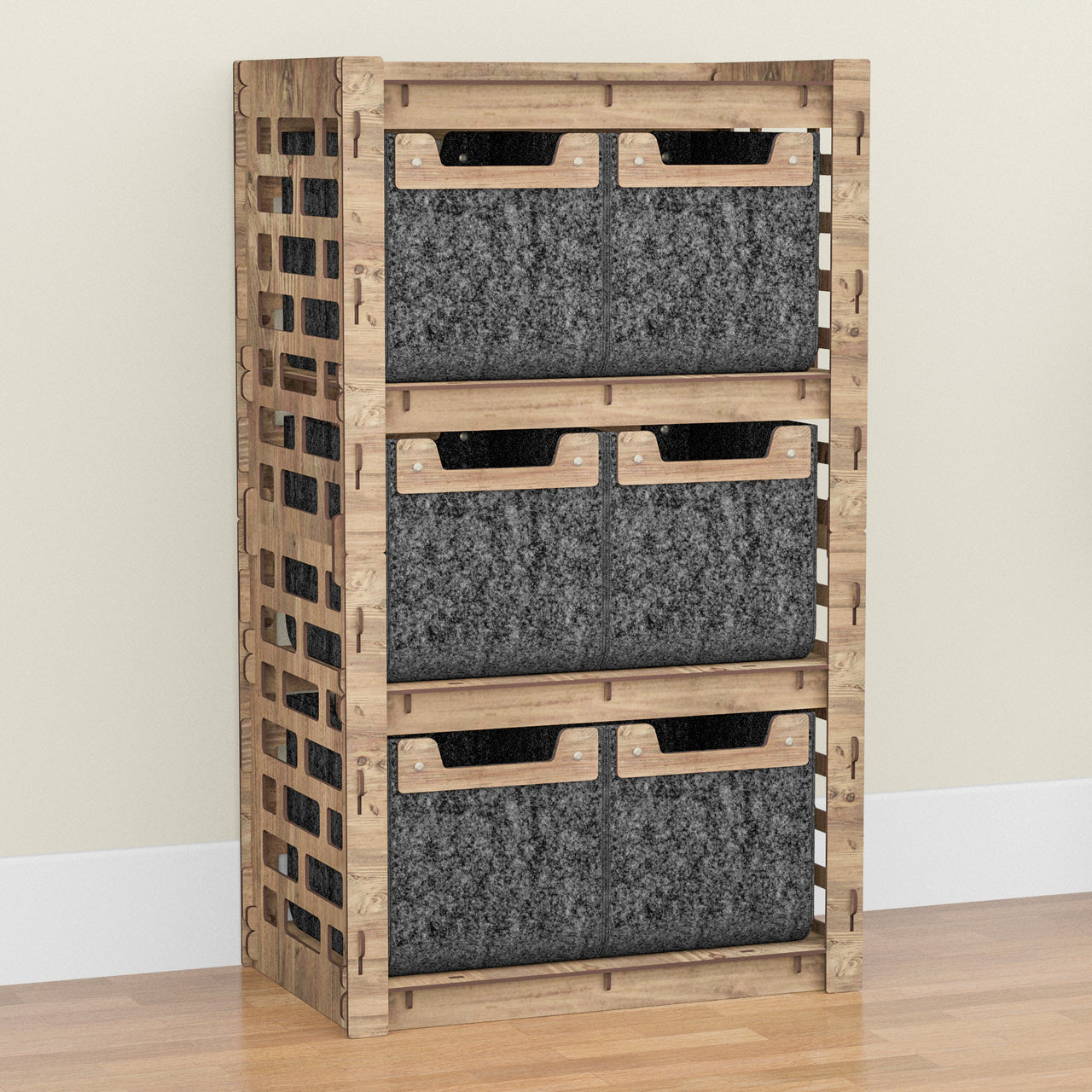 Brickwall Chest Of 6 Drawers Storage Cabinet [6 SMALL BLACK BINS]