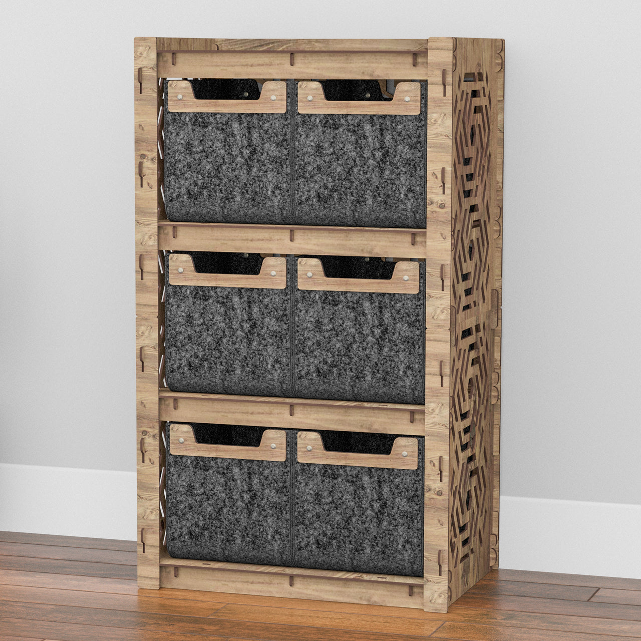 Solar Chest Of 6 Drawers Storage Cabinet [6 SMALL BLACK BINS]