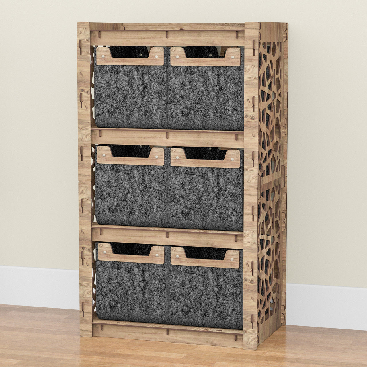 Stones Chest Of 6 Drawers Storage Cabinet [6 SMALL BLACK BINS]