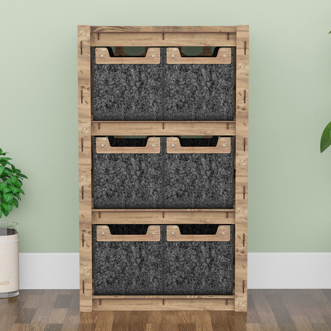 Honeycomb Chest Of 6 Drawers Storage Cabinet [6 SMALL BLACK BINS]