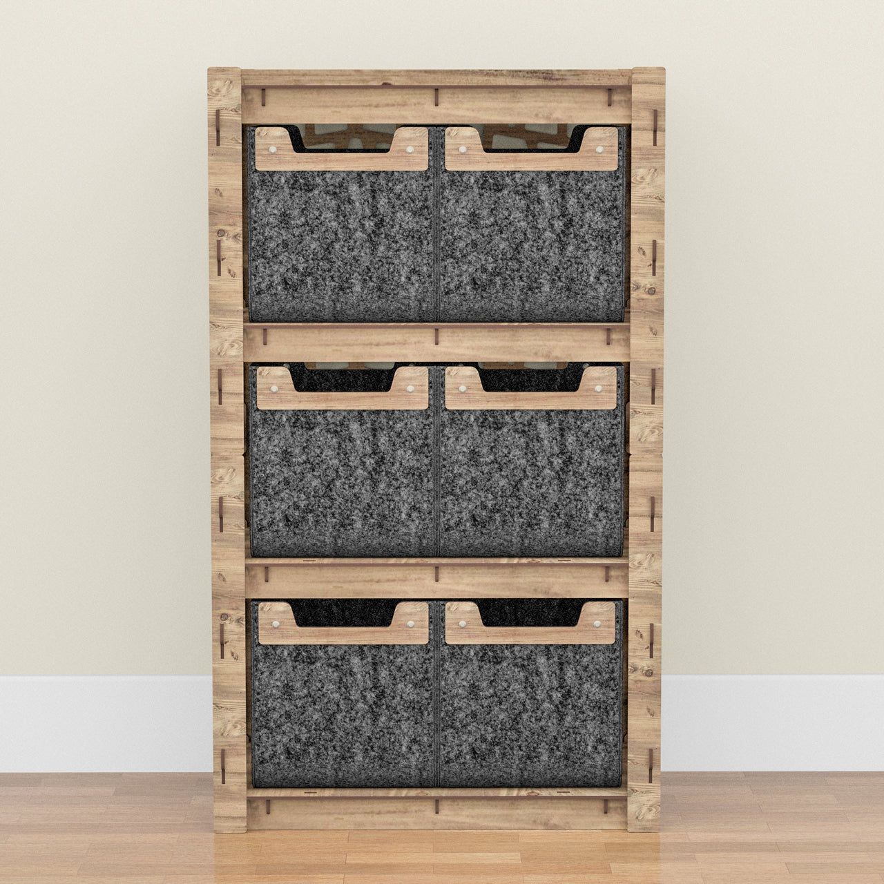 Stones Chest Of 6 Drawers Storage Cabinet [6 SMALL BLACK BINS]