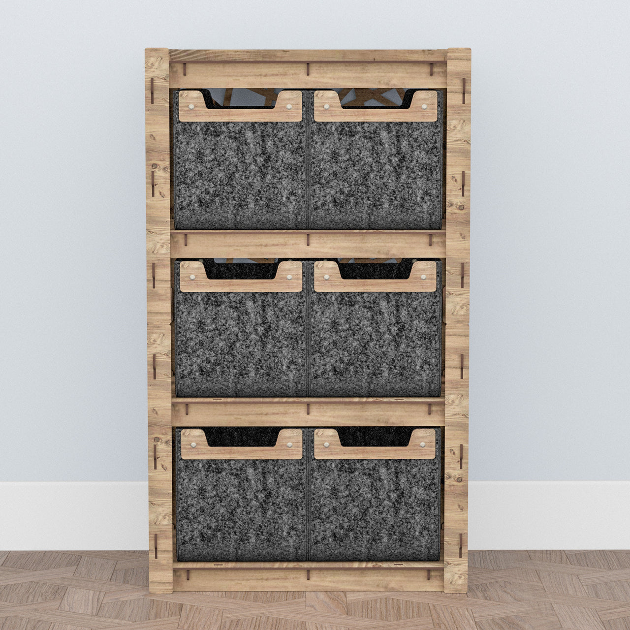 Crystals Chest Of 6 Drawers Storage Cabinet [6 SMALL BLACK BINS]