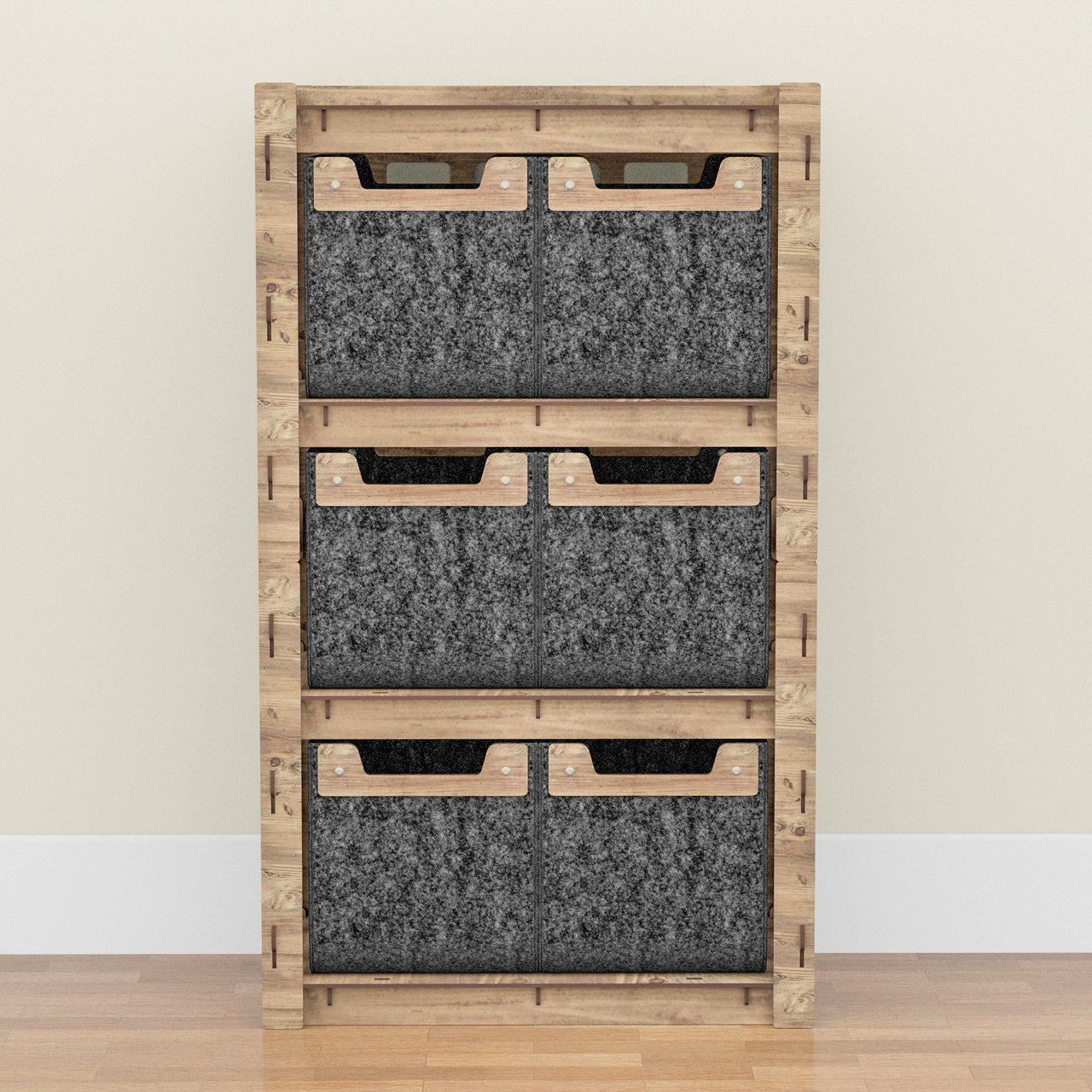 Brickwall Chest Of 6 Drawers Storage Cabinet [6 SMALL BLACK BINS]