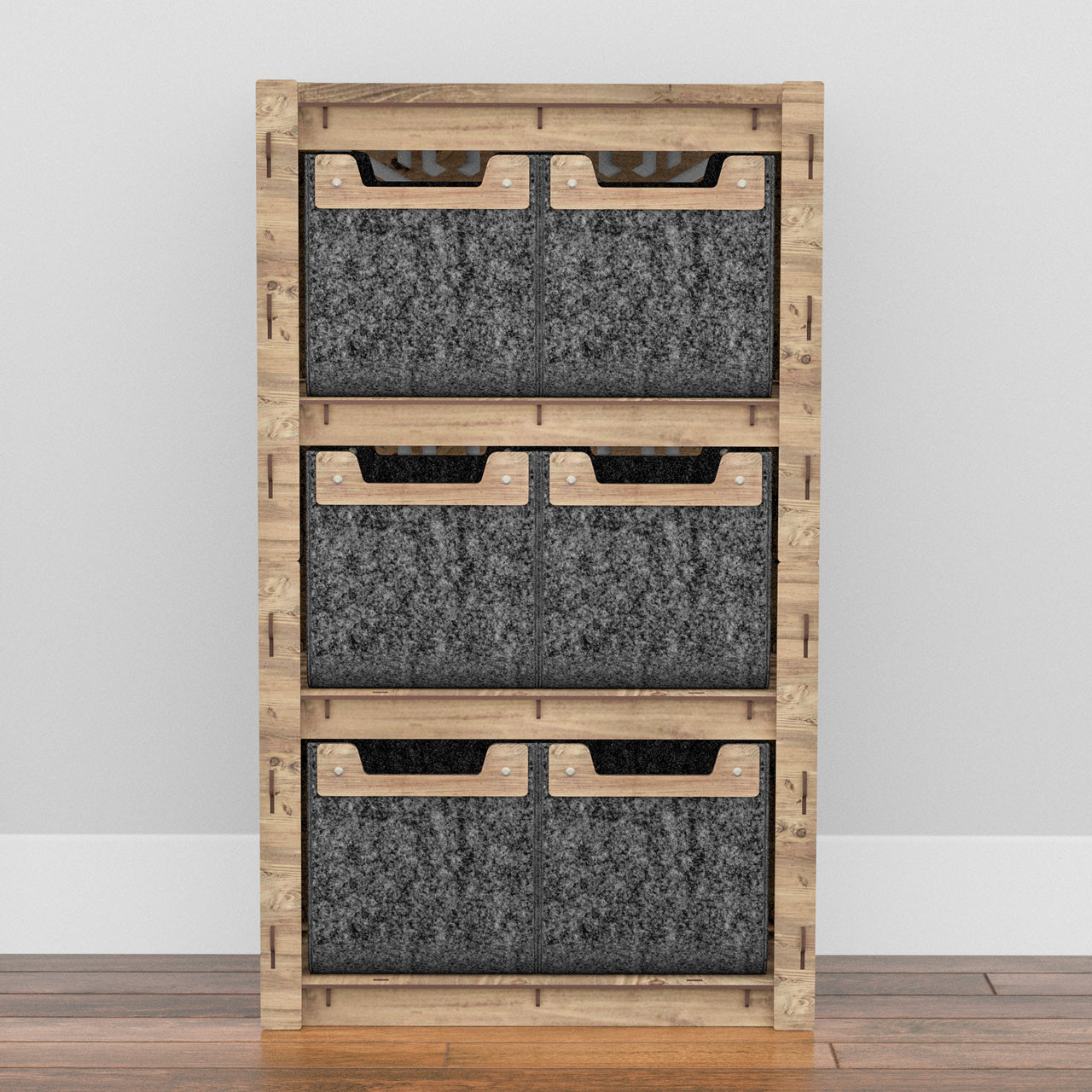 Solar Chest Of 6 Drawers Storage Cabinet [6 SMALL BLACK BINS]