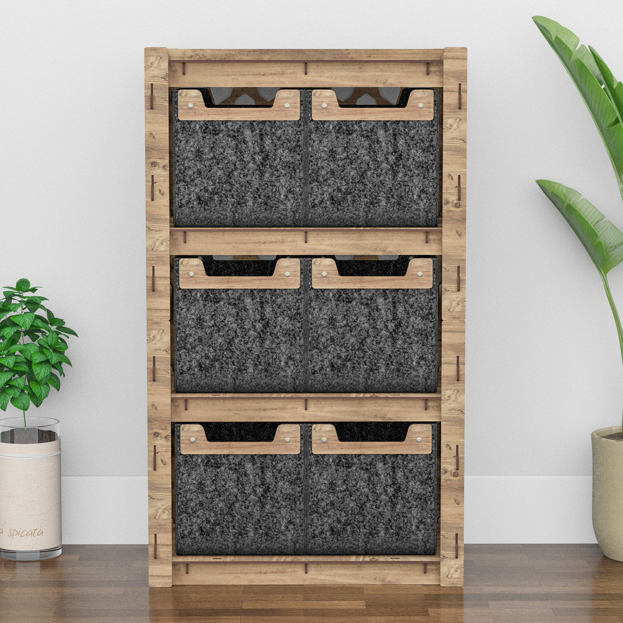 Arabic Chest Of 6 Drawers Storage Cabinet [6 SMALL BLACK BINS]