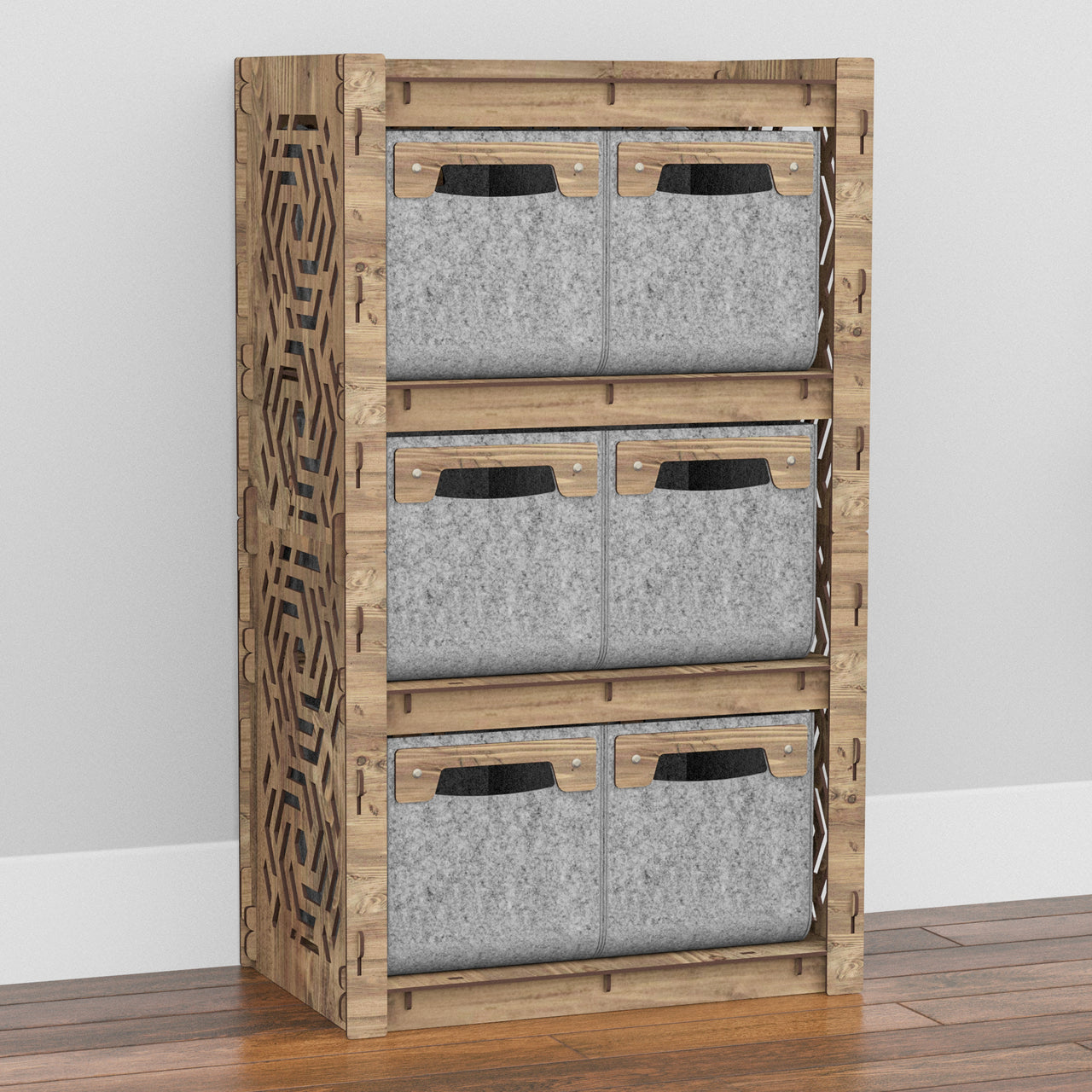 Solar Chest Of 6 Drawers Storage Cabinet [6 SMALL GRAY BINS]