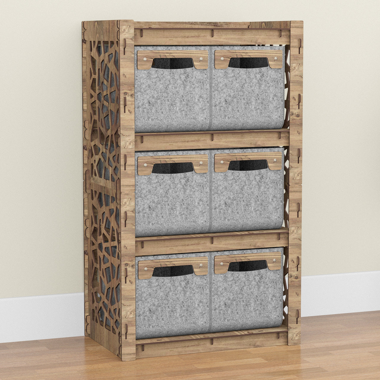 Stones Chest Of 6 Drawers Storage Cabinet [6 SMALL GRAY BINS]