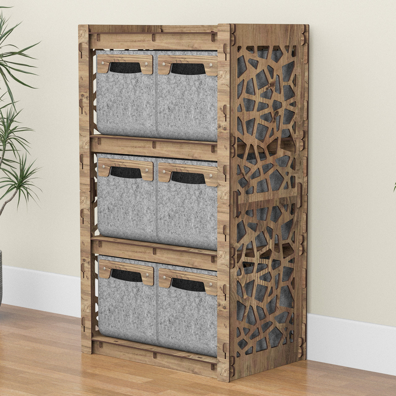 Stones Chest Of 6 Drawers Storage Cabinet [6 SMALL GRAY BINS]