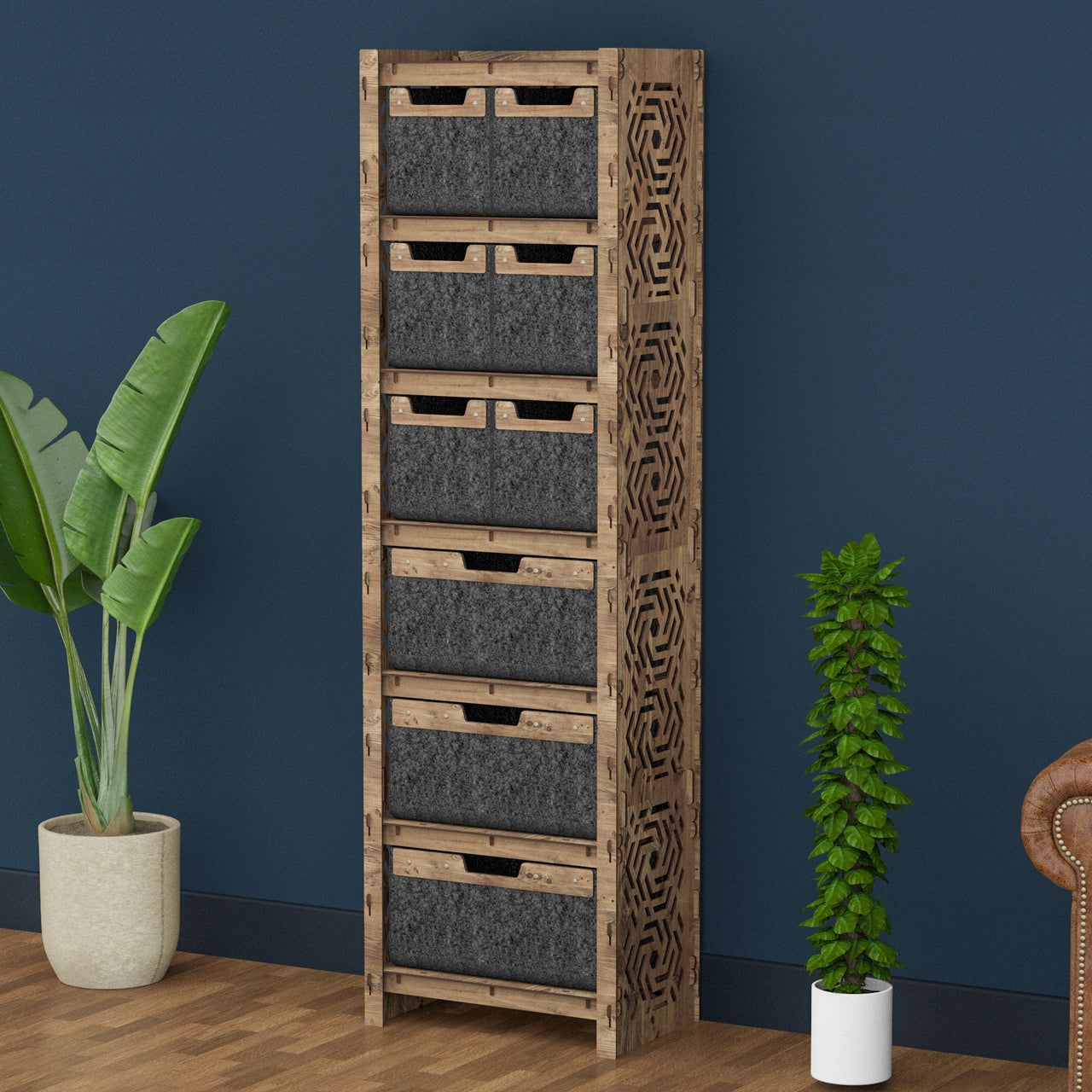 Solar Tall 9 Drawer Storage Tower [3L 6S BLACK BINS]