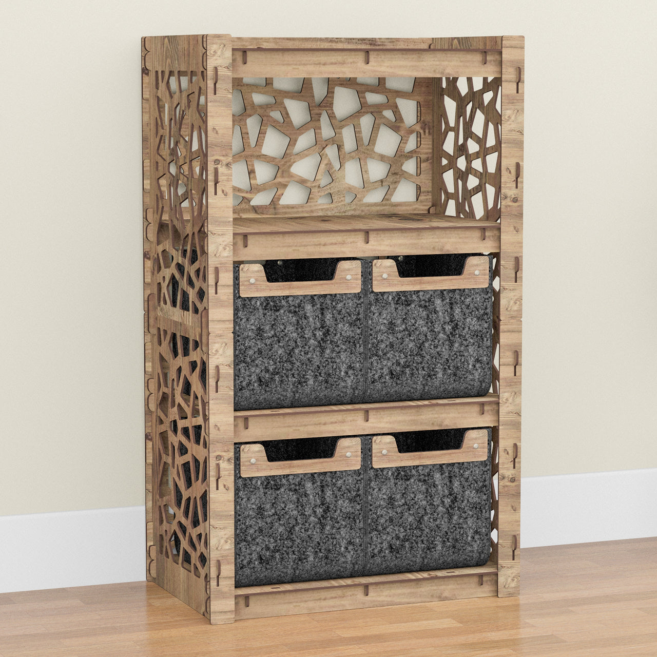 Stones Chest Of 4 Drawers Storage Cabinet [4 SMALL BLACK BINS]