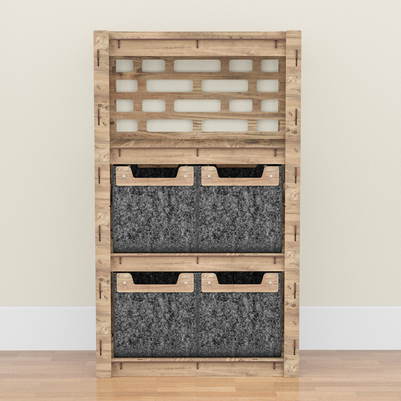 Brickwall Chest Of 4 Drawers Storage Cabinet [4 SMALL BLACK BINS]