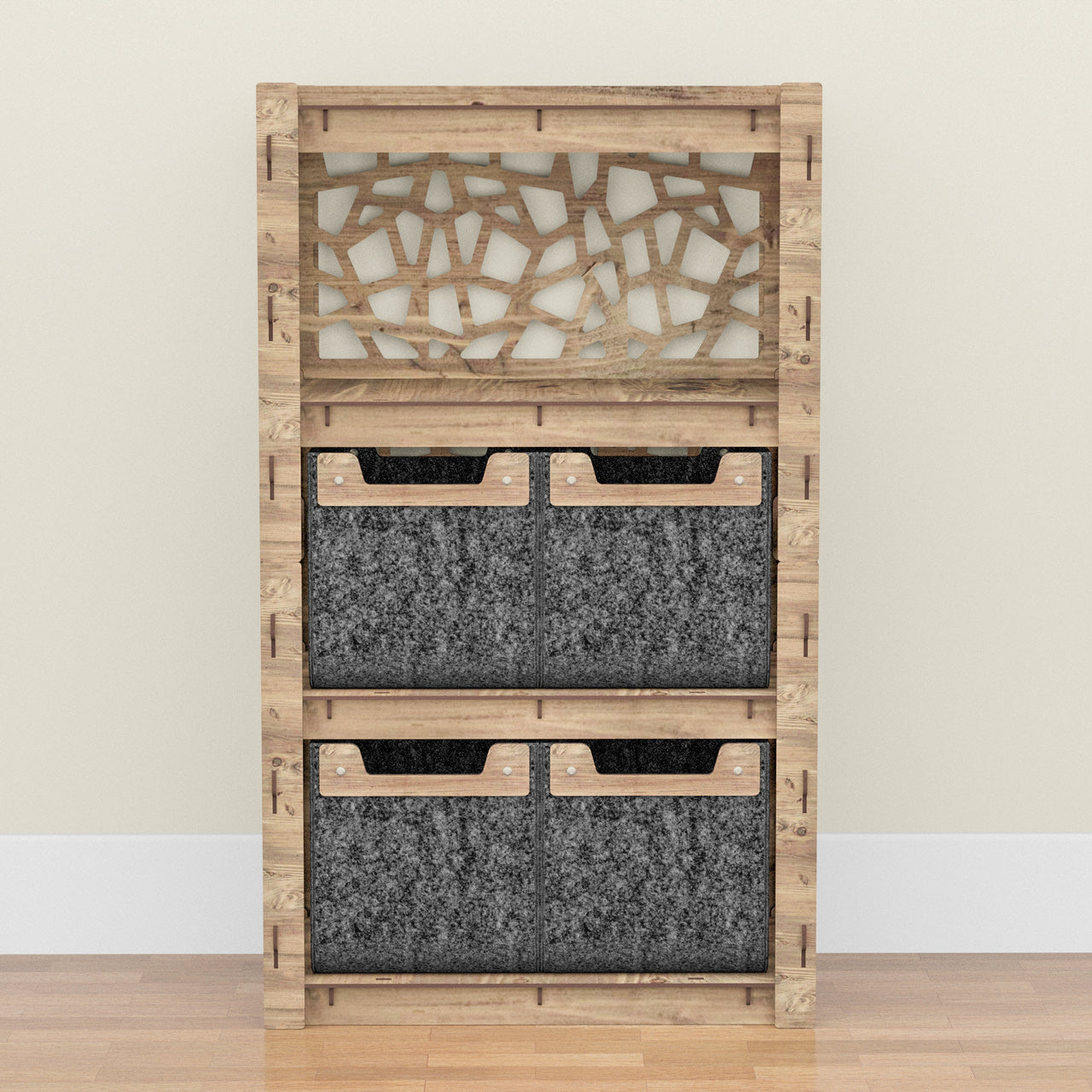 Stones Chest Of 4 Drawers Storage Cabinet [4 SMALL BLACK BINS]