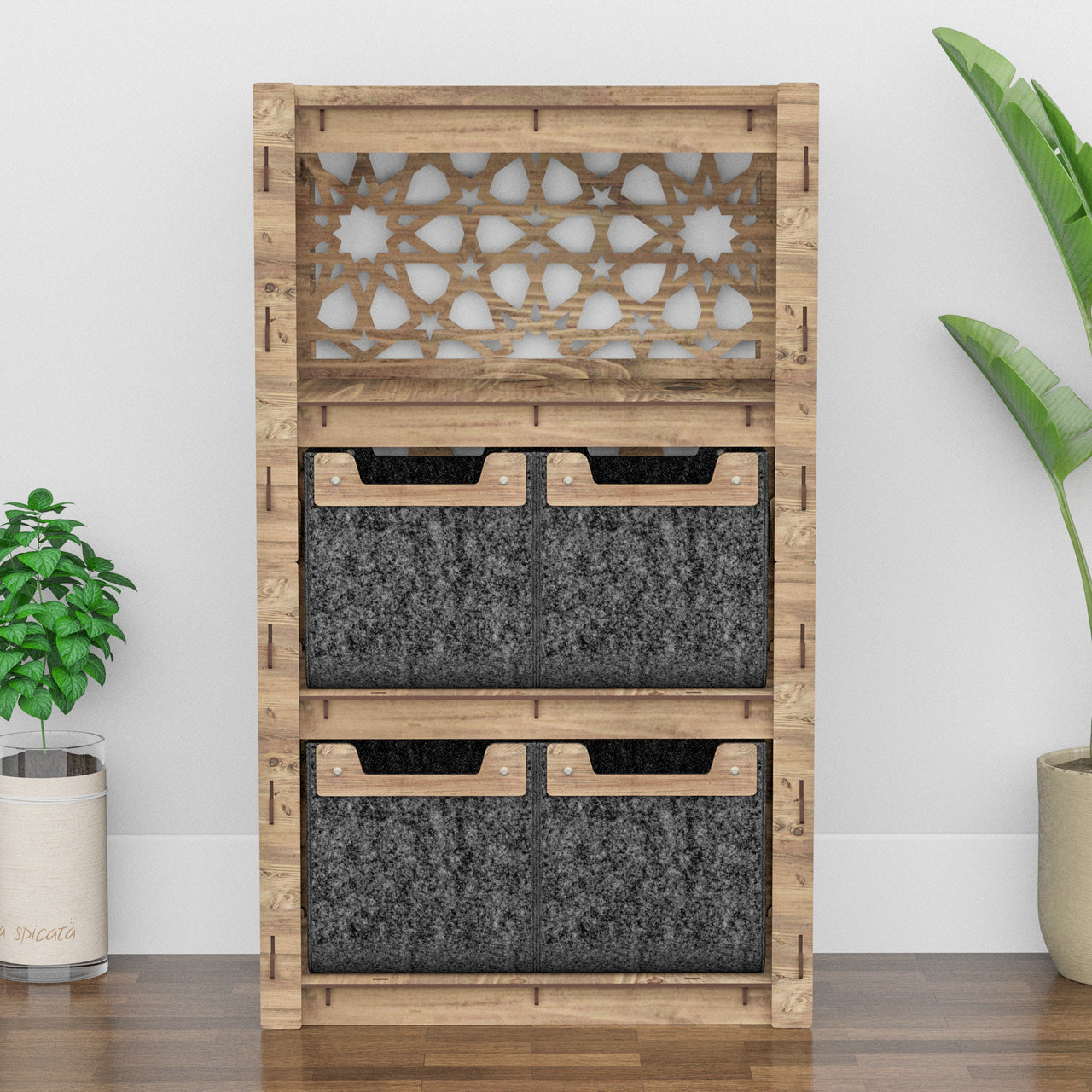 Arabic Chest Of 4 Drawers Storage Cabinet [4 SMALL BLACK BINS]