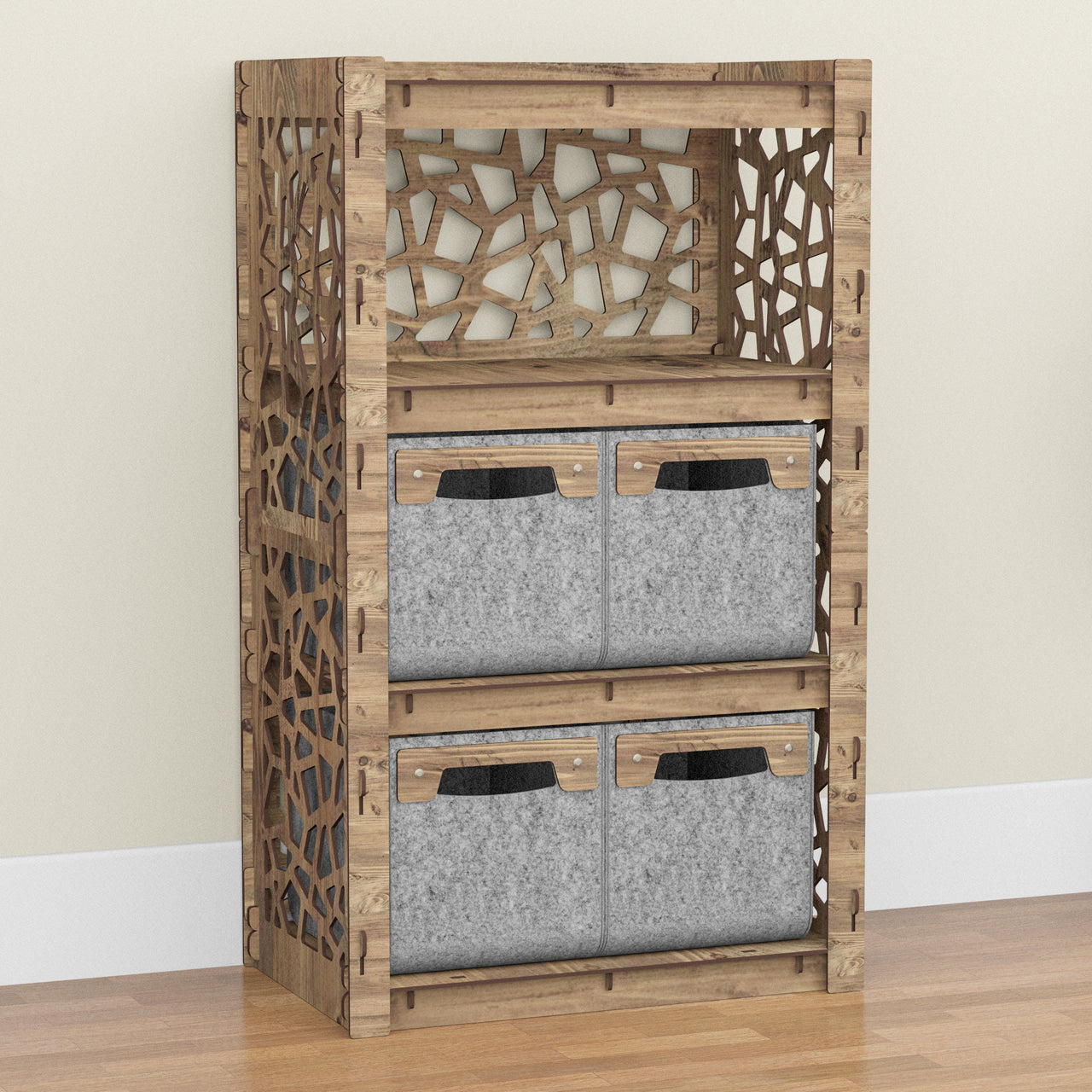 Stones Chest Of 4 Drawers Storage Cabinet [4 SMALL GRAY BINS]