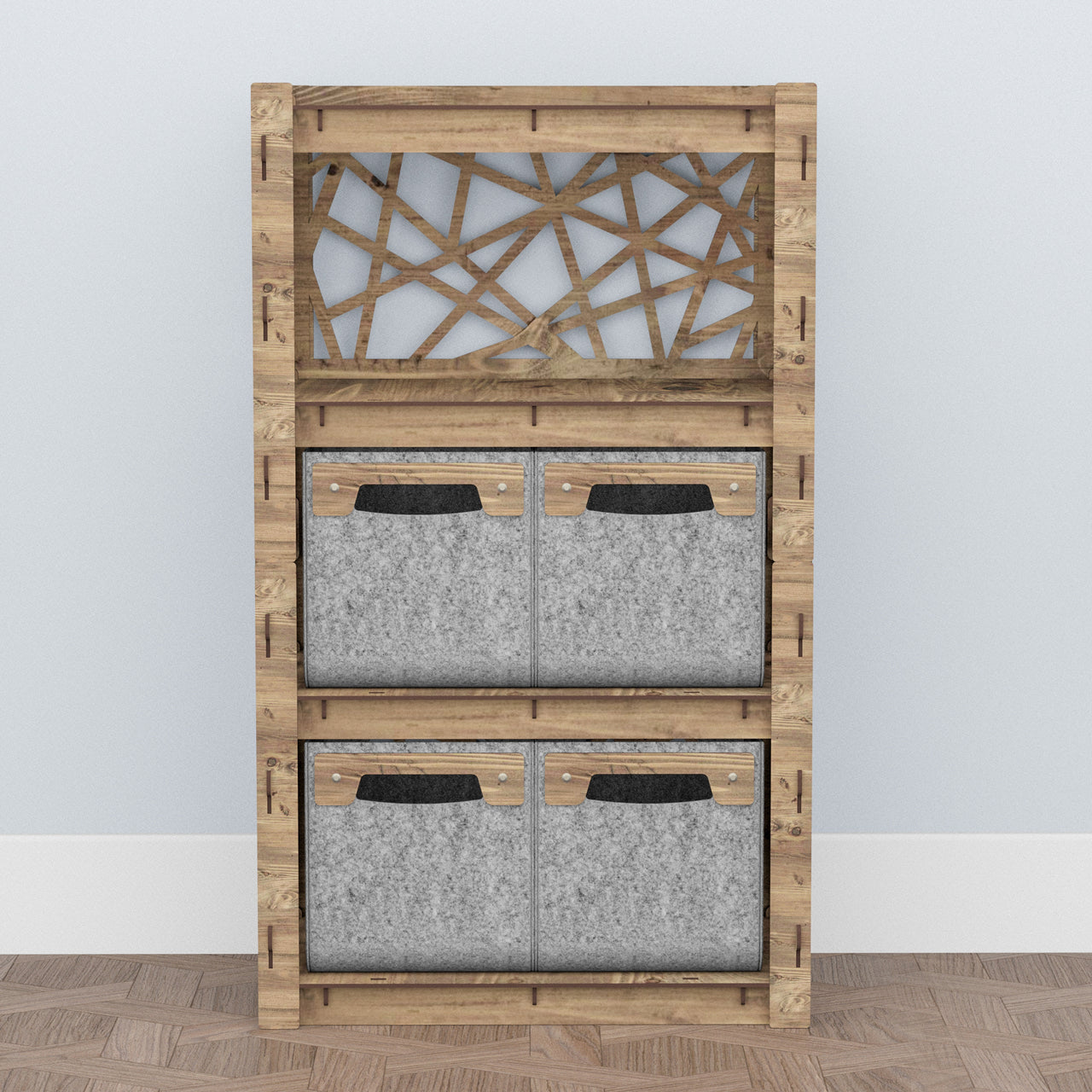 Crystals Chest Of 4 Drawers Storage Cabinet [4 SMALL GRAY BINS]