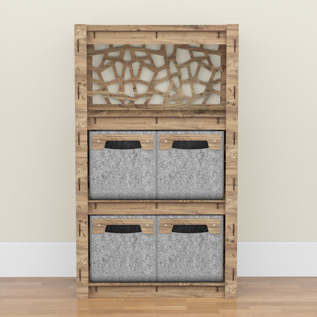 Stones Chest Of 4 Drawers Storage Cabinet [4 SMALL GRAY BINS]