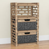 Thumbnail for Brickwall Chest Of 2 Drawers Storage Cabinet [2 LARGE BLACK BINS]