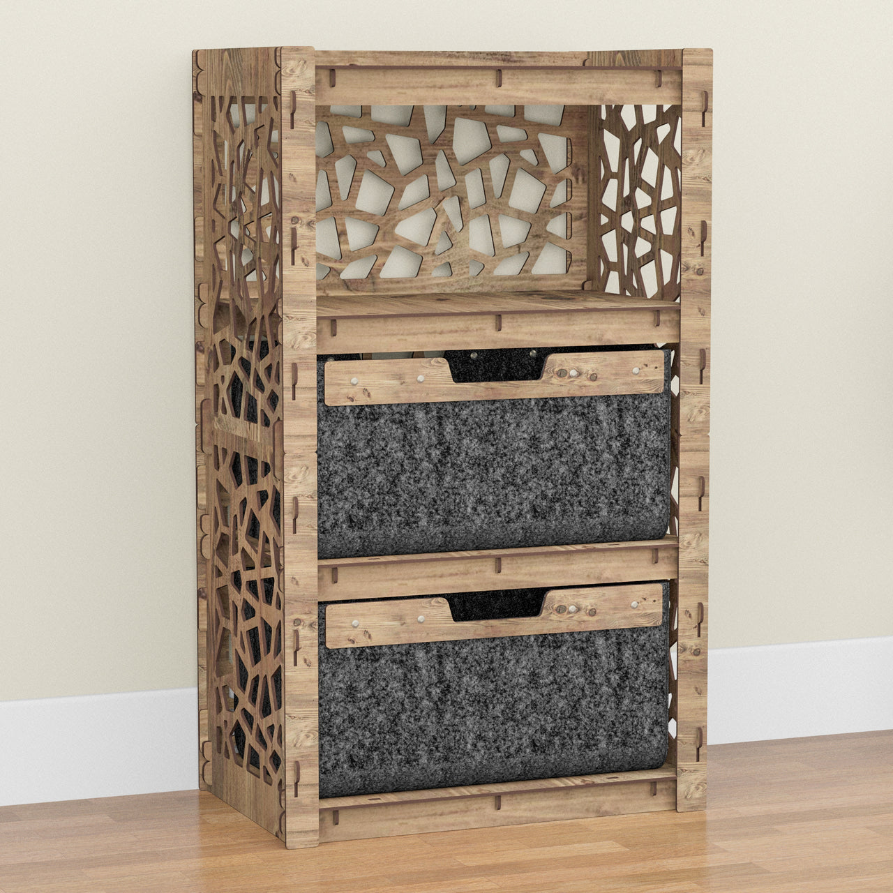 Stones Chest Of 2 Drawers Storage Cabinet [2 LARGE BLACK BINS]