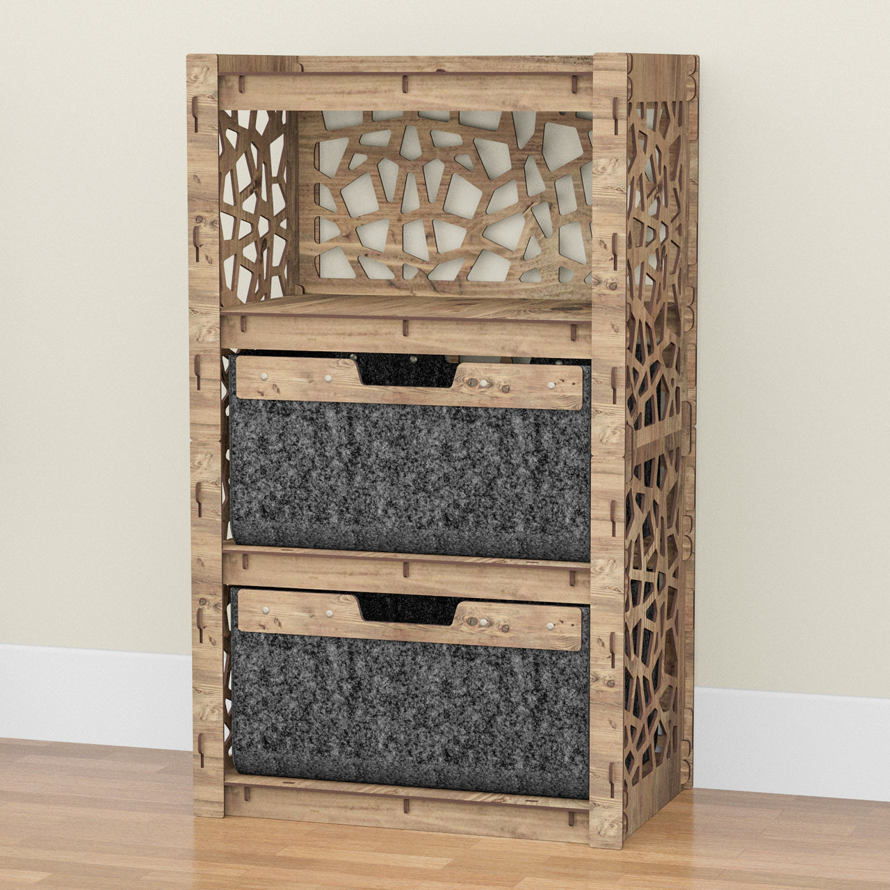 Stones Chest Of 2 Drawers Storage Cabinet [2 LARGE BLACK BINS]