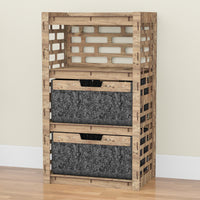 Thumbnail for Brickwall Chest Of 2 Drawers Storage Cabinet [2 LARGE BLACK BINS]