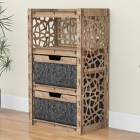 Thumbnail for Stones Chest Of 2 Drawers Storage Cabinet [2 LARGE BLACK BINS]