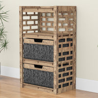 Thumbnail for Brickwall Chest Of 2 Drawers Storage Cabinet [2 LARGE BLACK BINS]