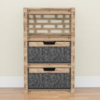 Thumbnail for Brickwall Chest Of 2 Drawers Storage Cabinet [2 LARGE BLACK BINS]