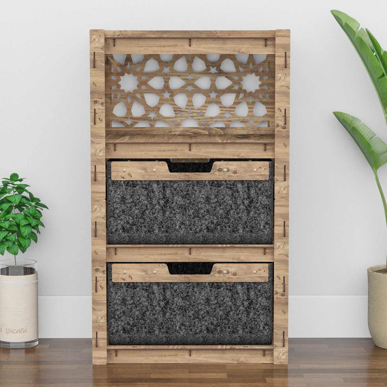 Arabic Chest Of 2 Drawers Storage Cabinet [2 LARGE BLACK BINS]