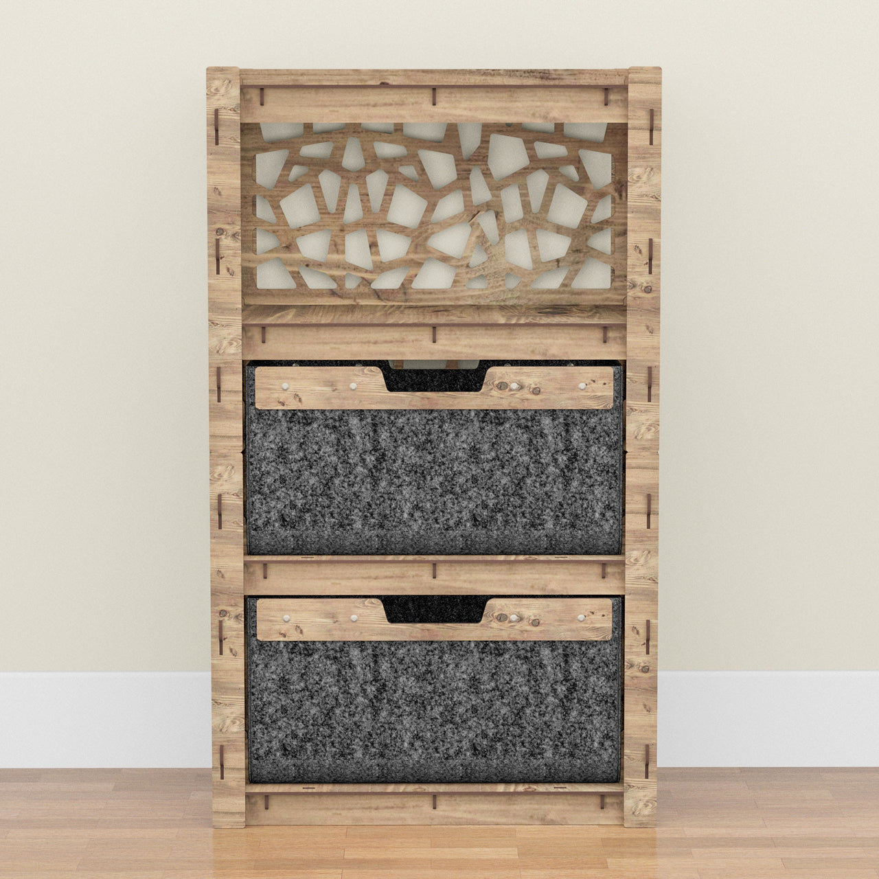 Stones Chest Of 2 Drawers Storage Cabinet [2 LARGE BLACK BINS]