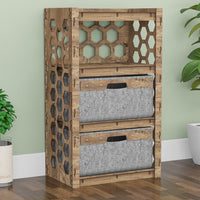 Thumbnail for Honeycomb Chest Of 2 Drawers Storage Cabinet [2 LARGE GRAY BINS]