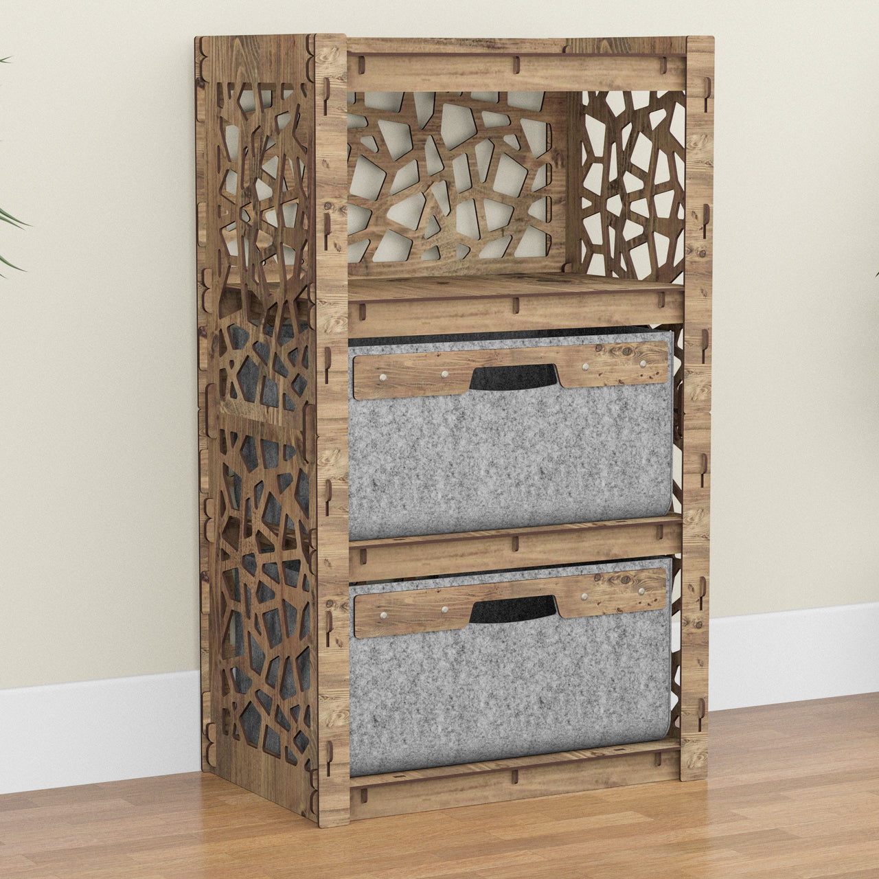 Stones Chest Of 2 Drawers Storage Cabinet [2 LARGE GRAY BINS]