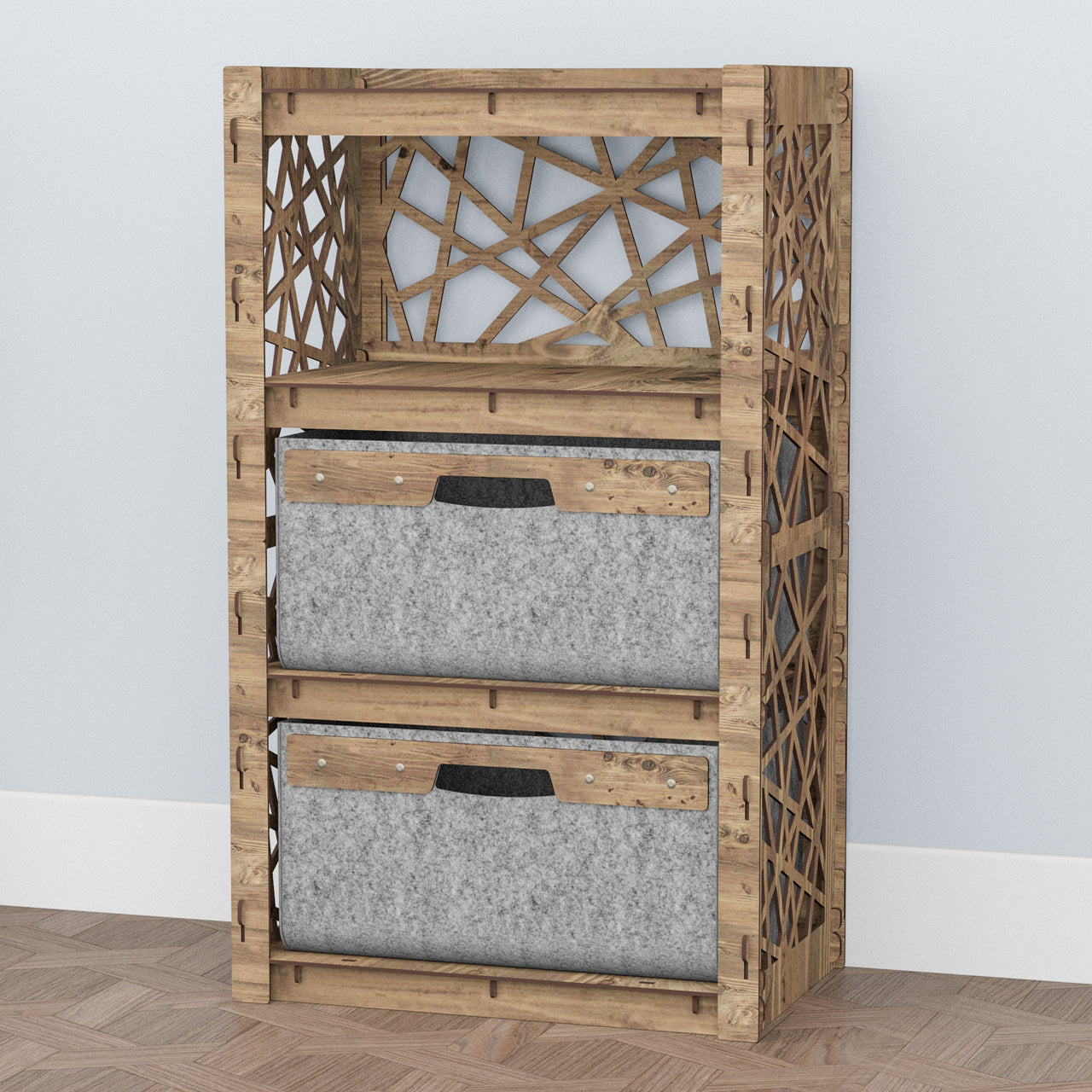 Crystals Chest Of 2 Drawers Storage Cabinet [2 LARGE GRAY BINS]