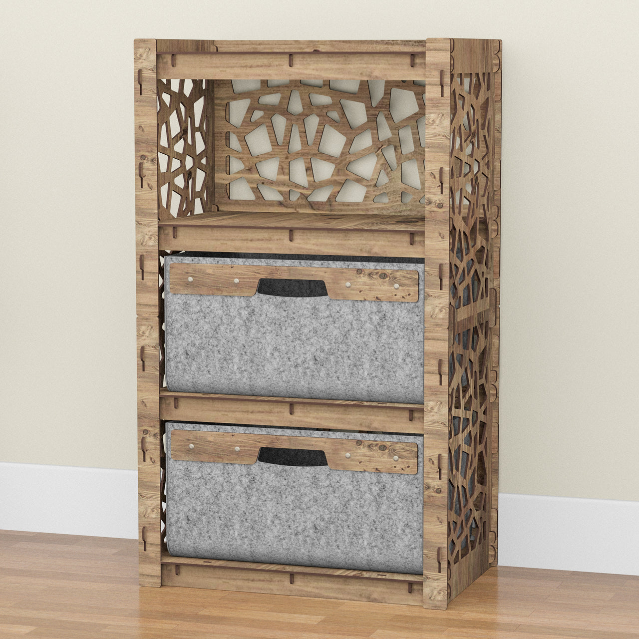 Stones Chest Of 2 Drawers Storage Cabinet [2 LARGE GRAY BINS]