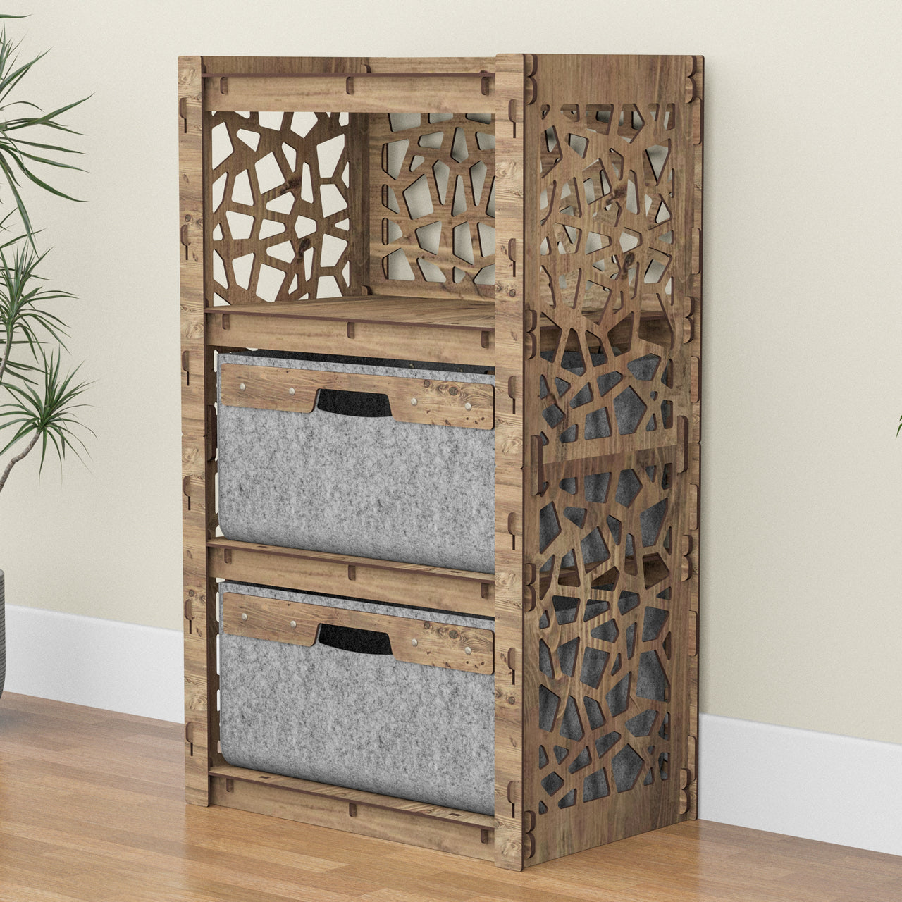 Stones Chest Of 2 Drawers Storage Cabinet [2 LARGE GRAY BINS]