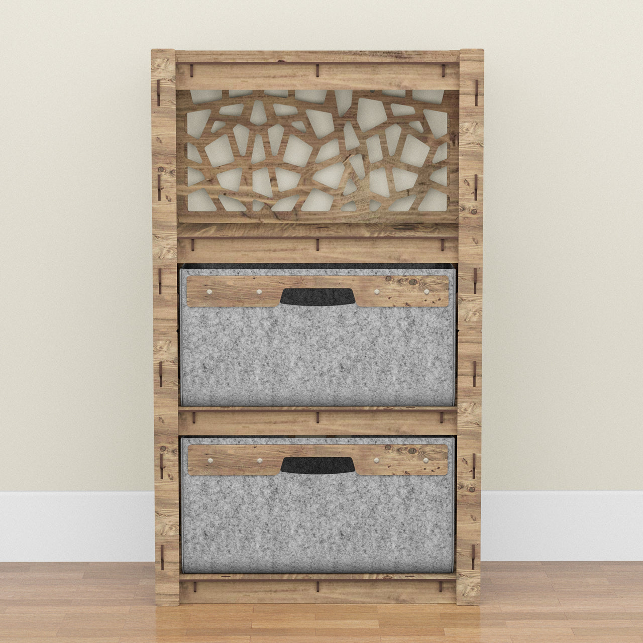 Stones Chest Of 2 Drawers Storage Cabinet [2 LARGE GRAY BINS]