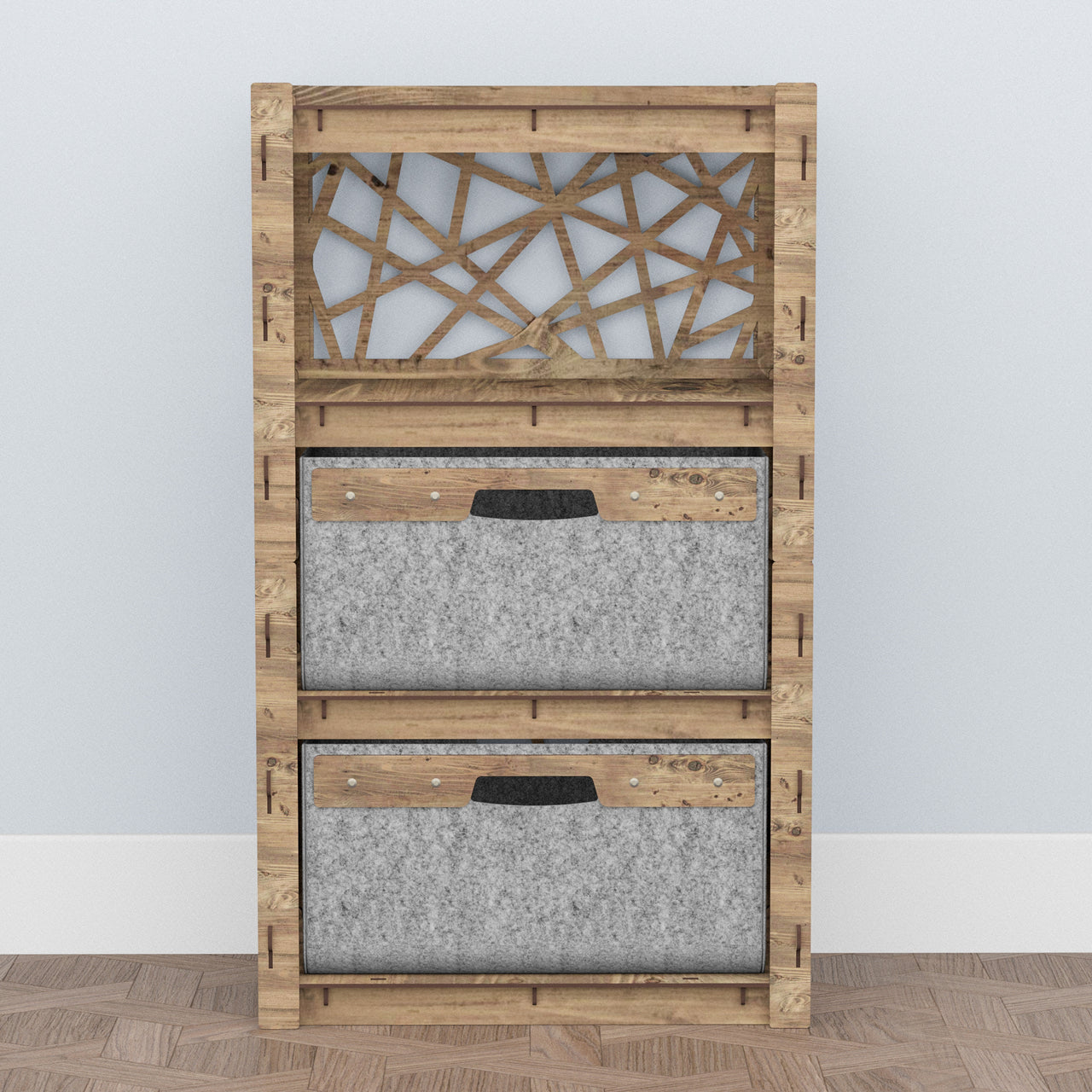 Crystals Chest Of 2 Drawers Storage Cabinet [2 LARGE GRAY BINS]