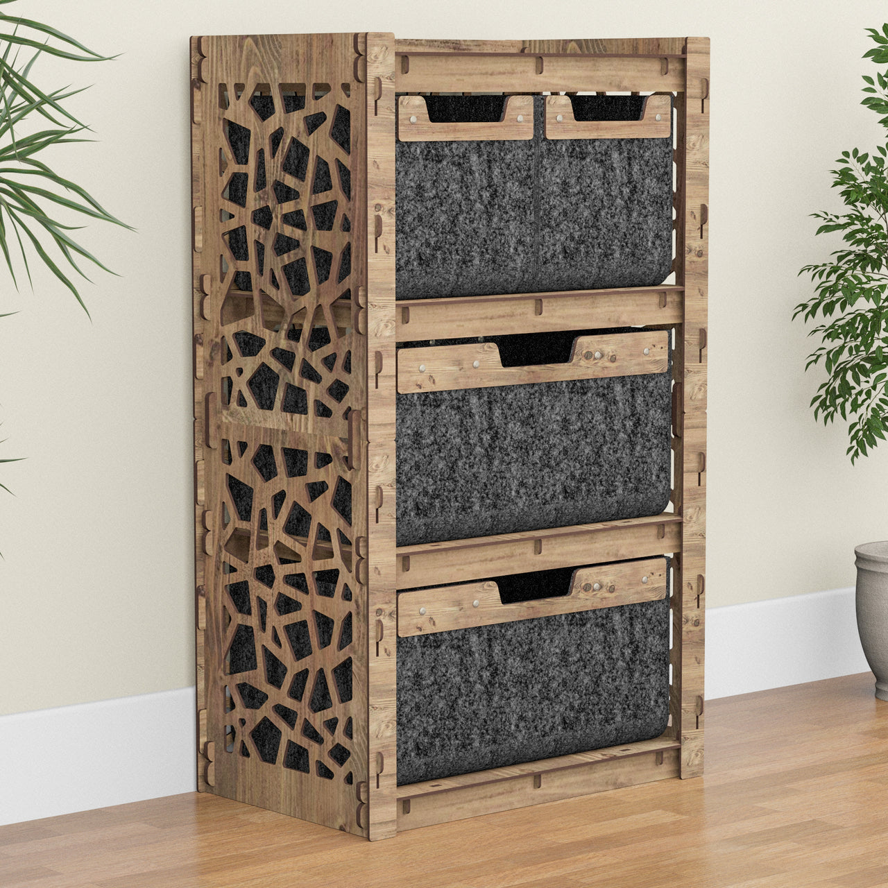 Stones Chest Of 4 Drawers Storage Cabinet [2L 2S BLACK BINS]