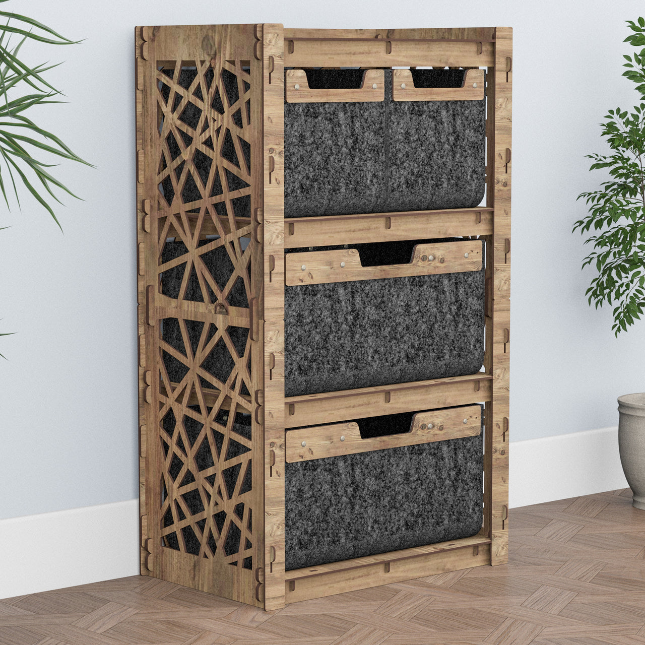 Crystals Chest Of 4 Drawers Storage Cabinet [2L 2S BLACK BINS]