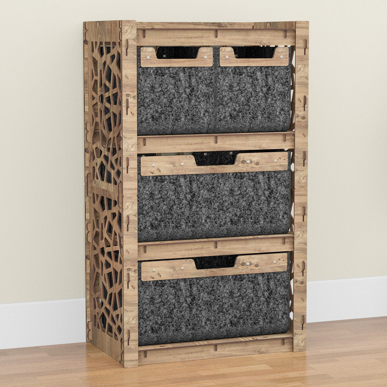 Stones Chest Of 4 Drawers Storage Cabinet [2L 2S BLACK BINS]