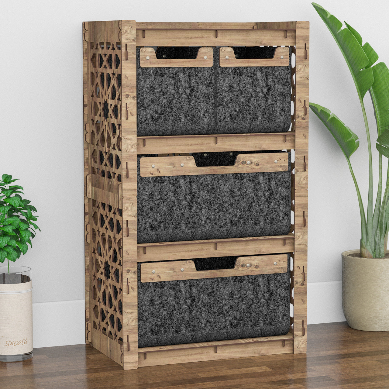 Arabic Chest Of 4 Drawers Storage Cabinet [2L 2S BLACK BINS]