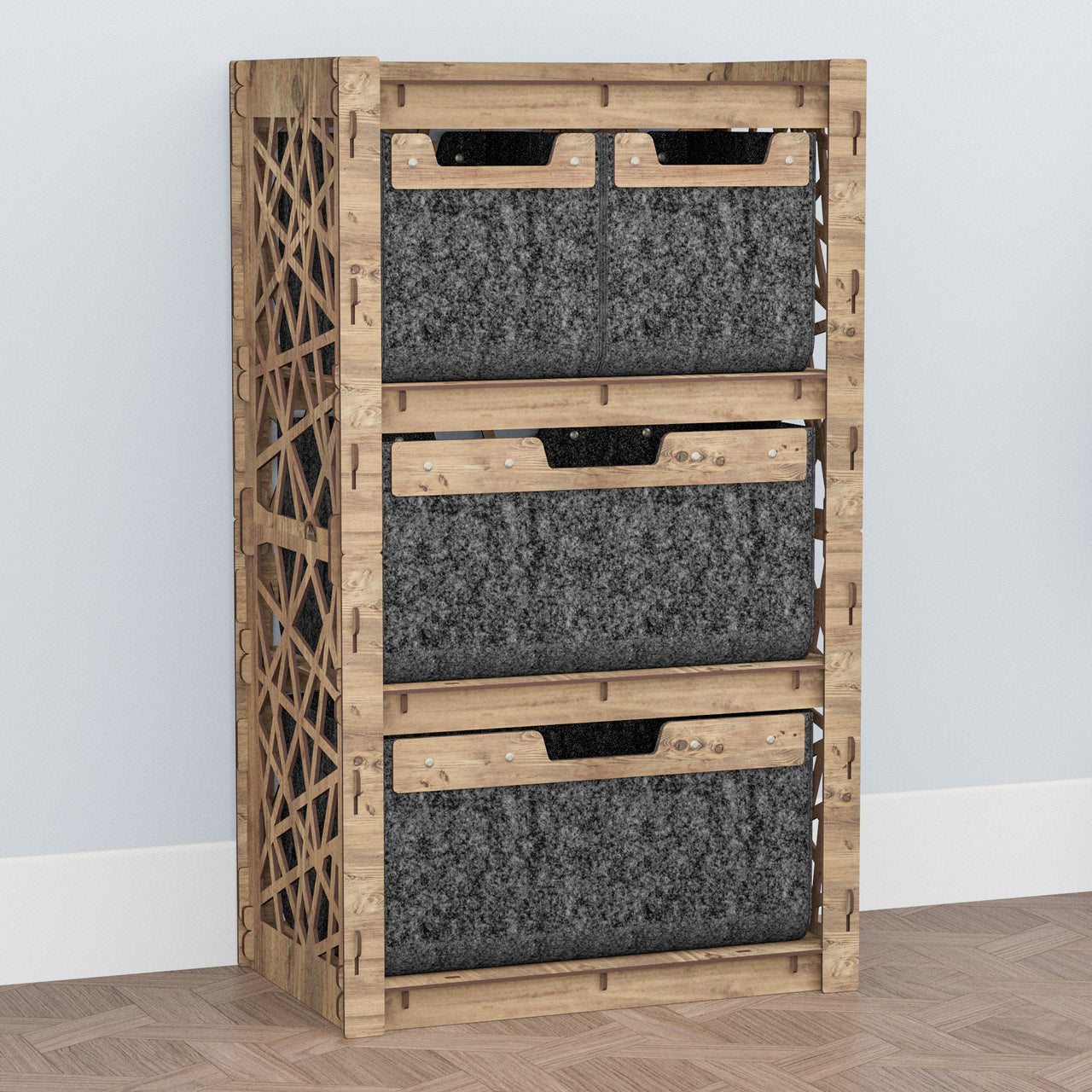 Crystals Chest Of 4 Drawers Storage Cabinet [2L 2S BLACK BINS]