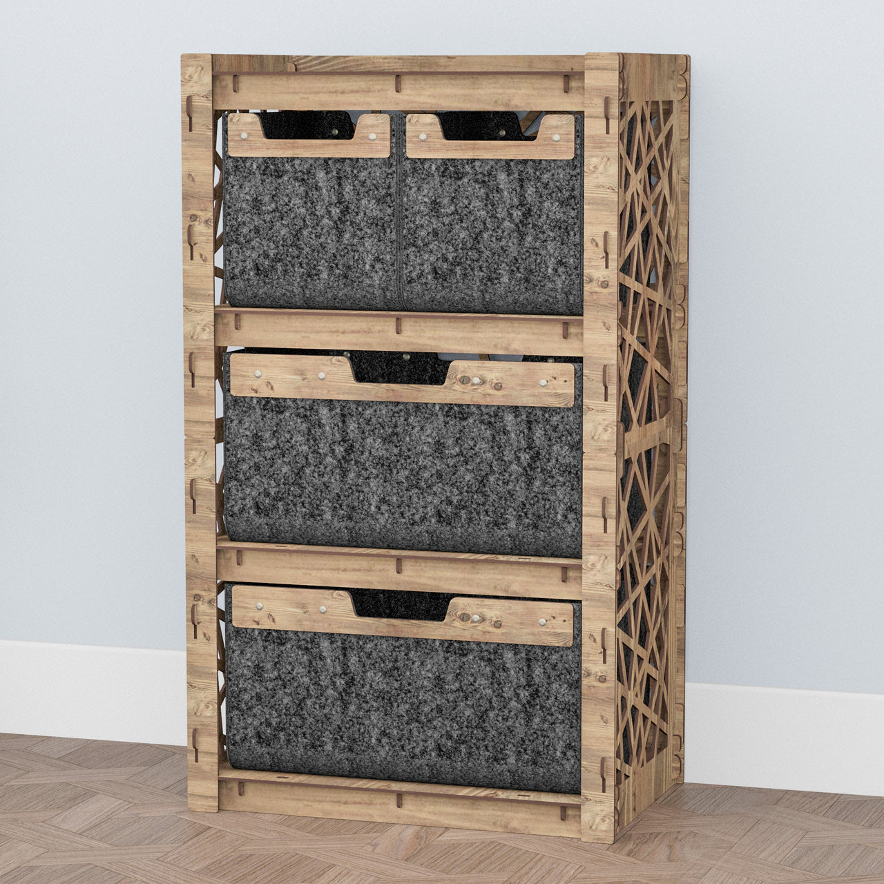 Crystals Chest Of 4 Drawers Storage Cabinet [2L 2S BLACK BINS]