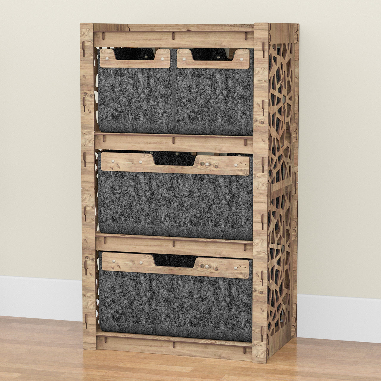 Stones Chest Of 4 Drawers Storage Cabinet [2L 2S BLACK BINS]