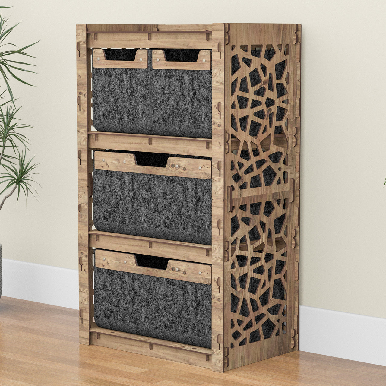 Stones Chest Of 4 Drawers Storage Cabinet [2L 2S BLACK BINS]