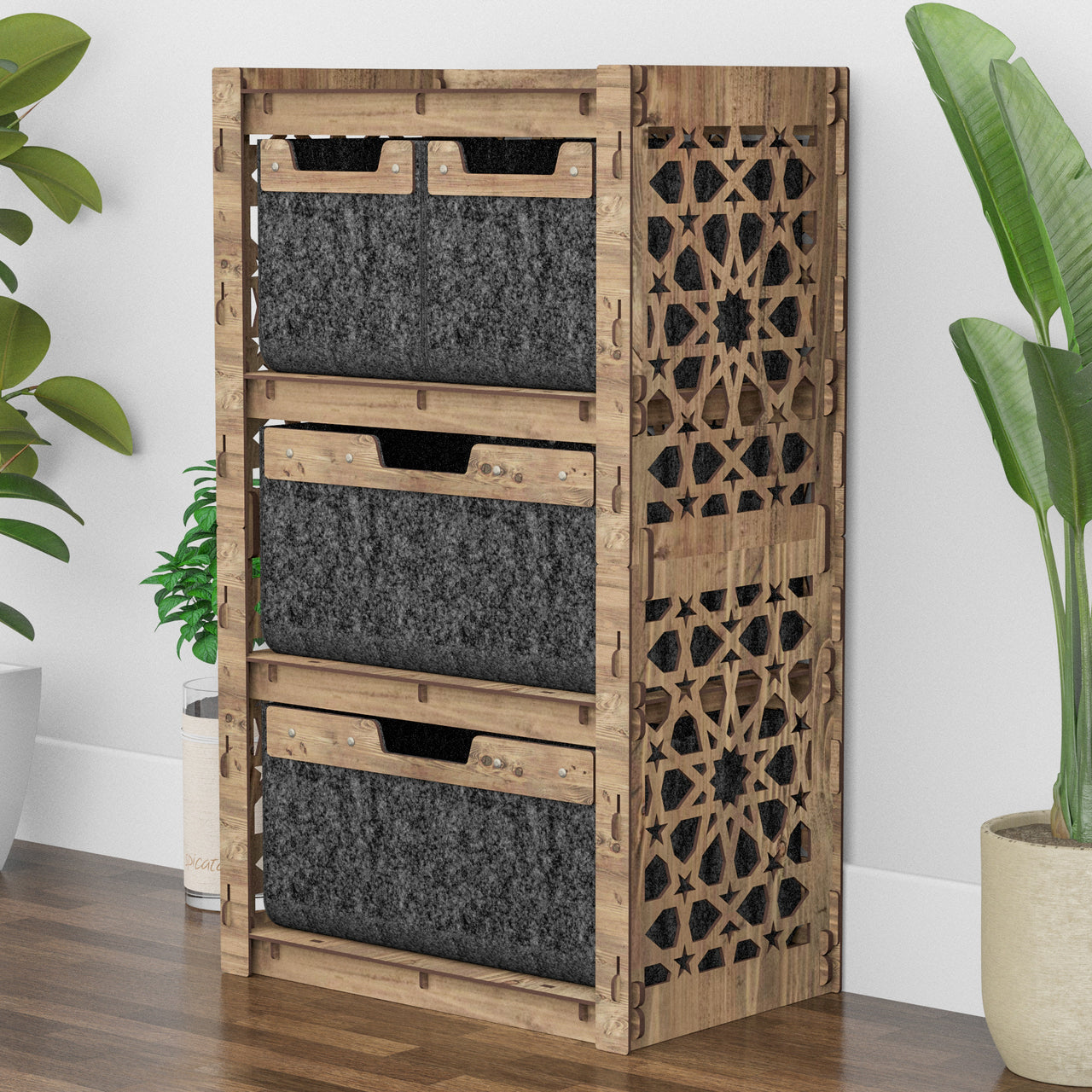 Arabic Chest Of 4 Drawers Storage Cabinet [2L 2S BLACK BINS]