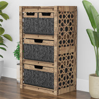 Thumbnail for Arabic Chest Of 4 Drawers Storage Cabinet [2L 2S BLACK BINS]