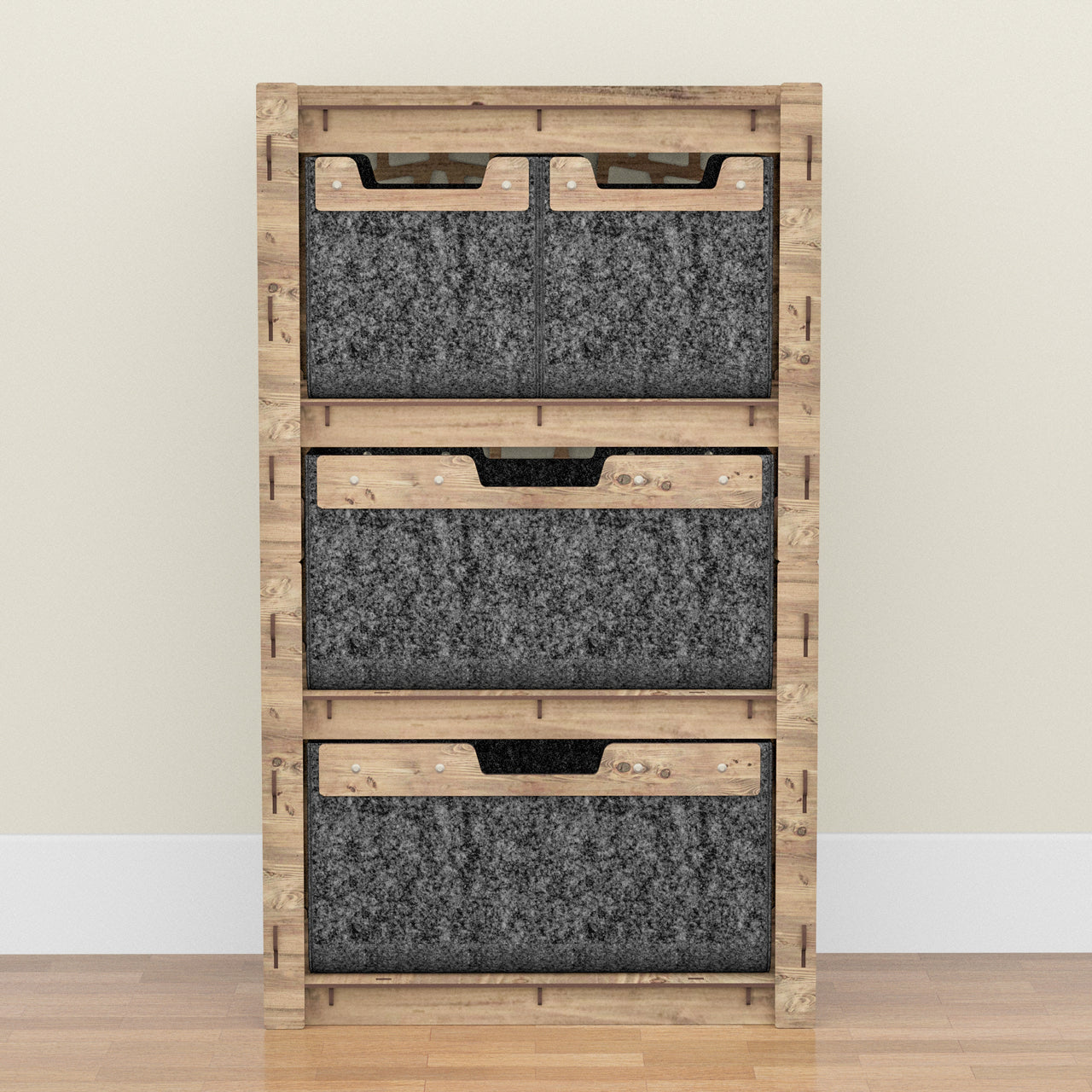 Stones Chest Of 4 Drawers Storage Cabinet [2L 2S BLACK BINS]