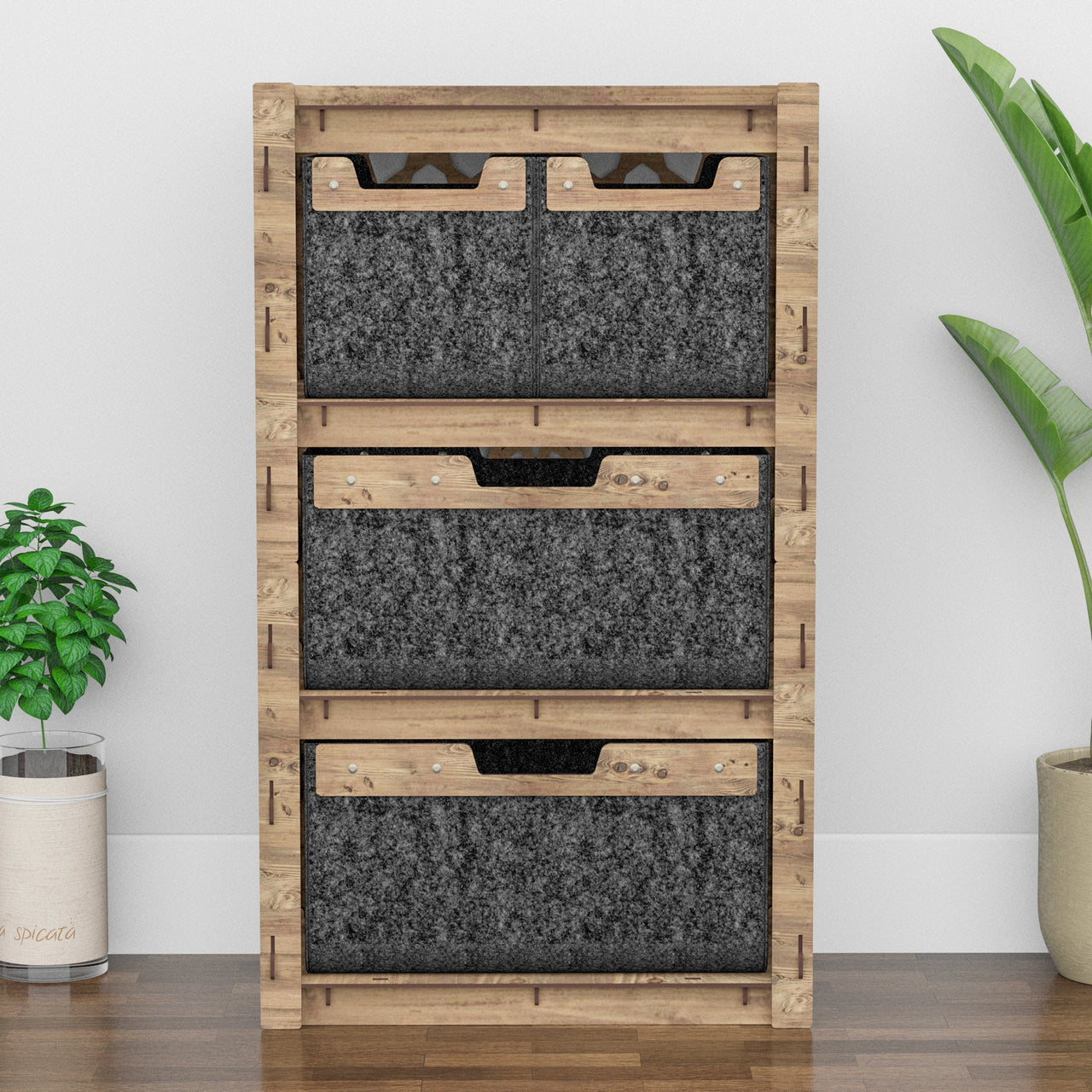 Arabic Chest Of 4 Drawers Storage Cabinet [2L 2S BLACK BINS]